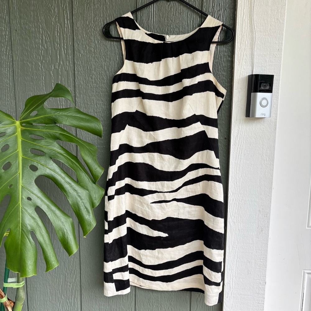 Tweeds Linen Zebra Stripe Sheath Dress Size 6
